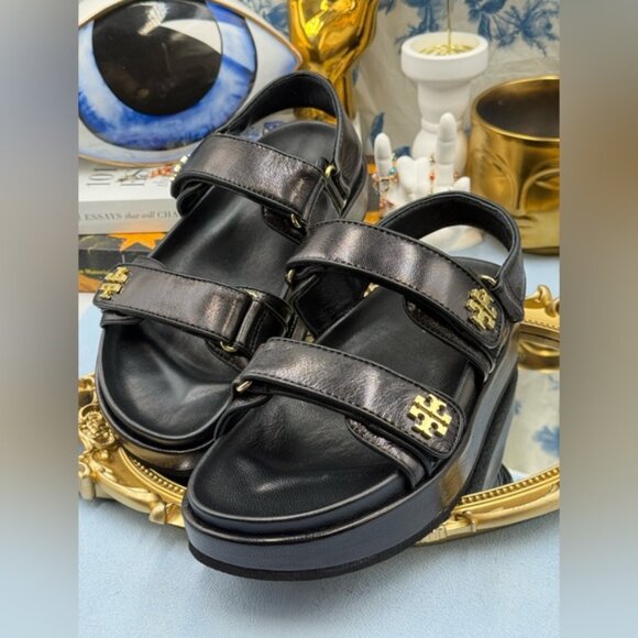 🆕 TORY BURCH 🧿 NWOB Kira Sport Sandal, Black Leather Dad Sandal - Sz 6.5 US - Picture 8 of 13